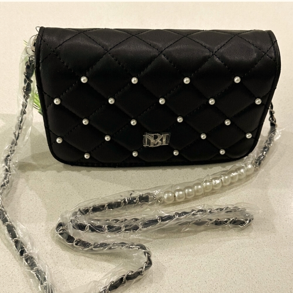 Badgley Mischka Pearl Crossbody Bag - Black